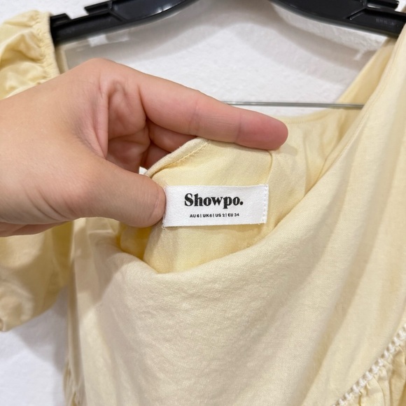 Showpo Harleen Asymmetrical Trim Mini Dress Beige Women’s US Size 2 - Picture 3 of 4